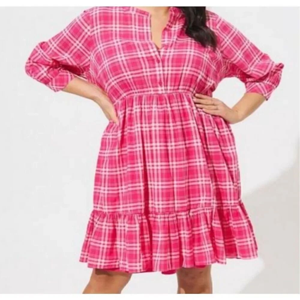 NWT Torrid Mini Viole Mandarin  Collar Dress Aracana Plaid